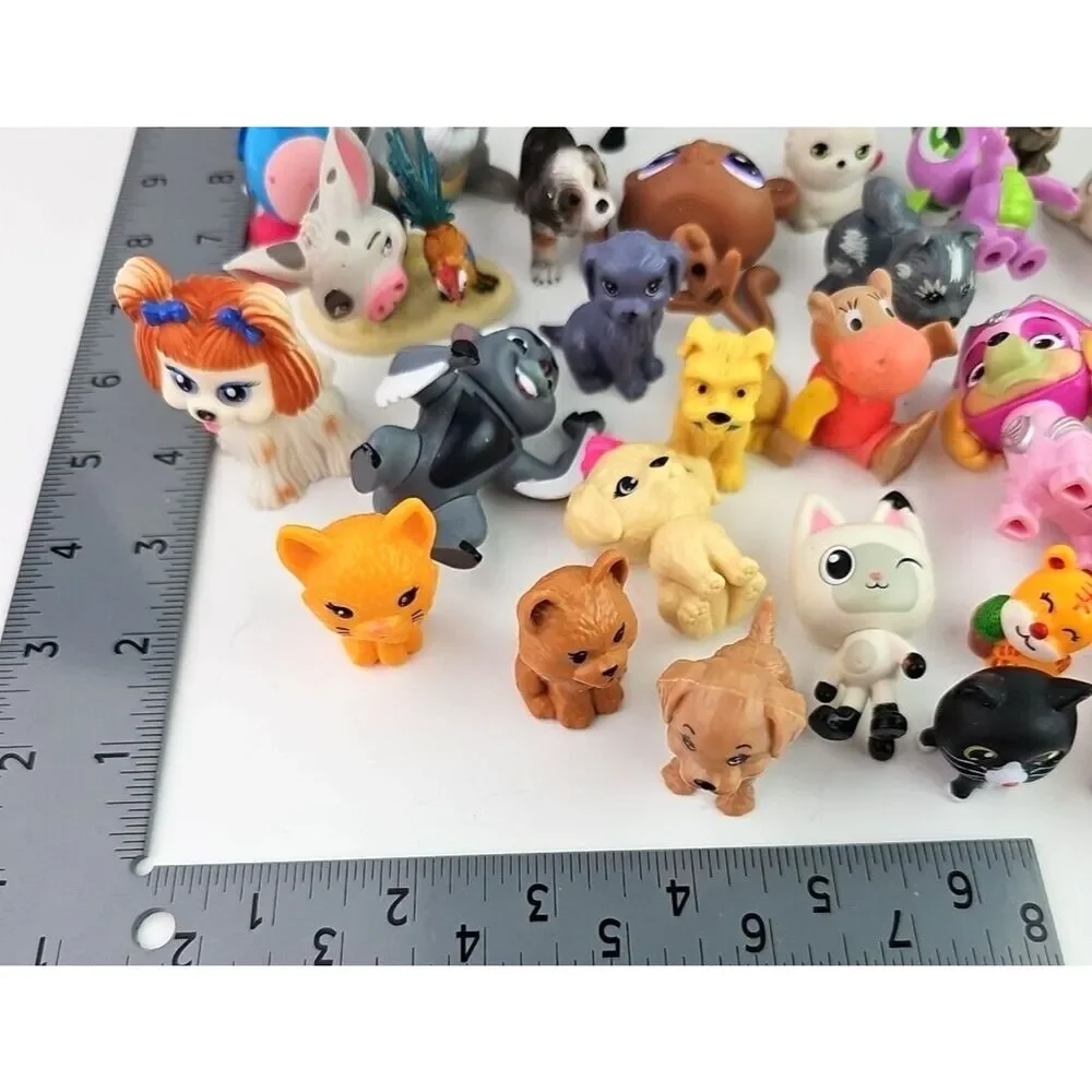 Lot Of Mini Animal Figures Dogs Cats Farm Zoo Cartoon Toy Mixed Bundle